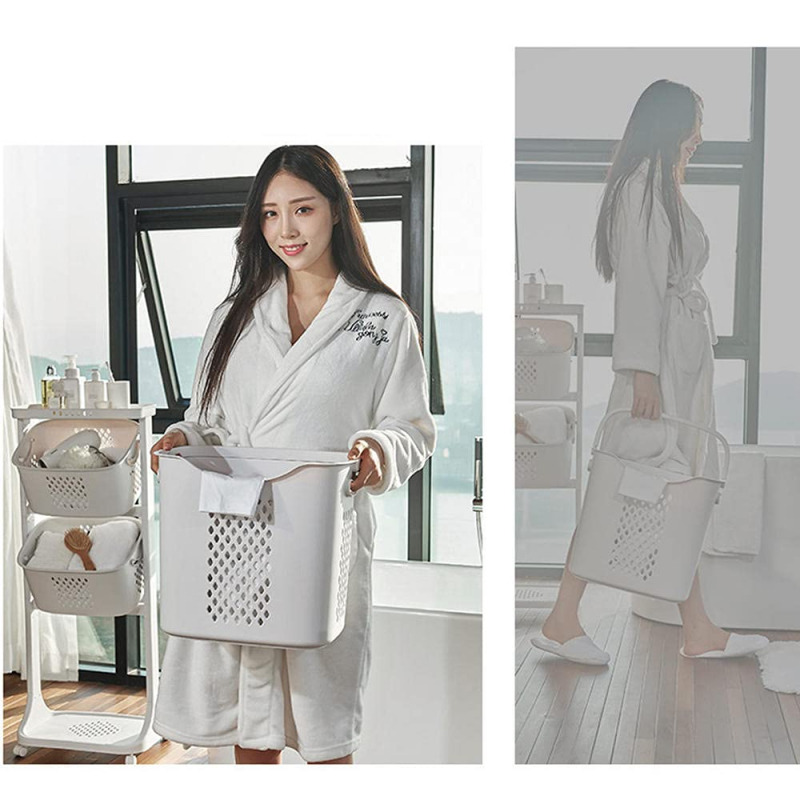 Nadstar Storage Basket 2 Deck Bathroom Clothes Storage Basket Multi-Layer Universal Wheel Rack Grocery Organizer K998-3A 6 Nadstar Storage Basket 2 Deck Bathroom Clothes Storage Basket Multi-Layer Universal Wheel Rack Grocery Organizer K998-3A