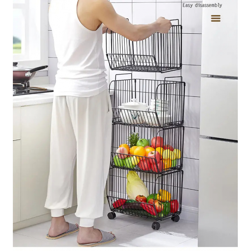 Nadstar Storage Rack Stainless Steel 3 Layers With Wheels Kitchen Standing Storage Rack Hp22-029H 10 Nadstar Storage Rack Stainless Steel 3 Layers With Wheels Kitchen Standing Storage Rack Hp22-029H