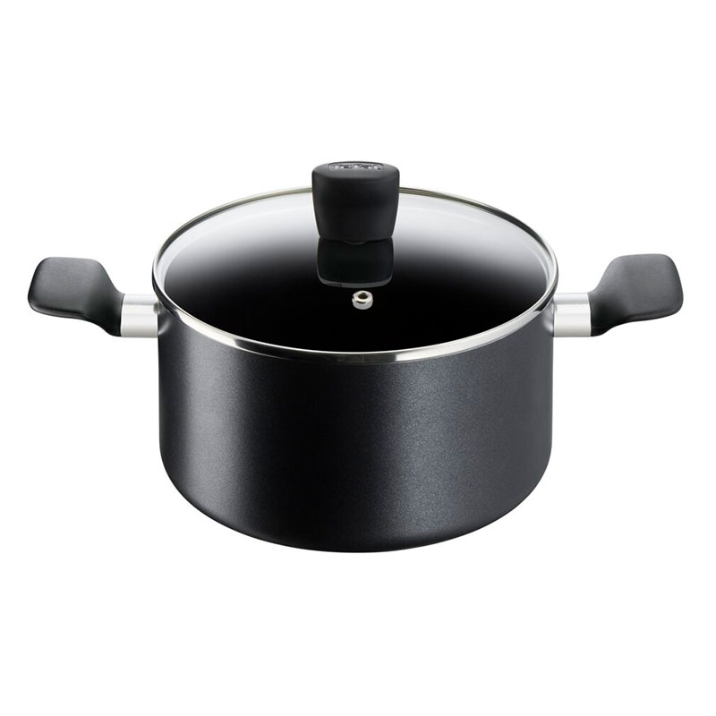 Tefal Super Cook Stew Pot 22Cm + Lid Non Stick Thermo Signal 100% Safe Stew Pan Black Aluminium B4594584 1 Tefal Super Cook Stew Pot 22Cm + Lid Non Stick Thermo Signal 100% Safe Stew Pan Black Aluminium B4594584
