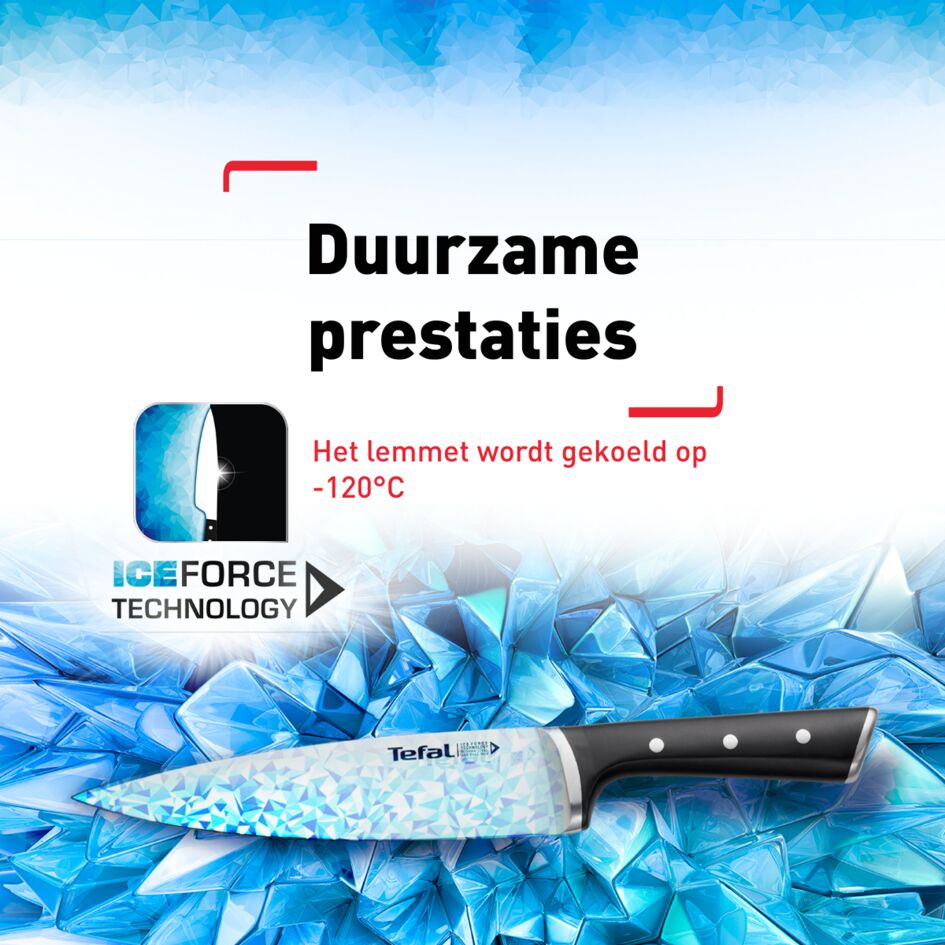 Tefal Ice Force Wooden Block With 5 Slots And 5 Knives: Bread Knife 20 Cm / Chef Knife 20 Cm / Santoku Knife 18 Cm / Paring Knife 11 Cm / Carving Knife 9 Cm K232S574 5 Tefal Ice Force Wooden Block With 5 Slots And 5 Knives: Bread Knife 20 Cm / Chef Knife 20 Cm / Santoku Knife 18 Cm / Paring Knife 11 Cm / Carving Knife 9 Cm K232S574