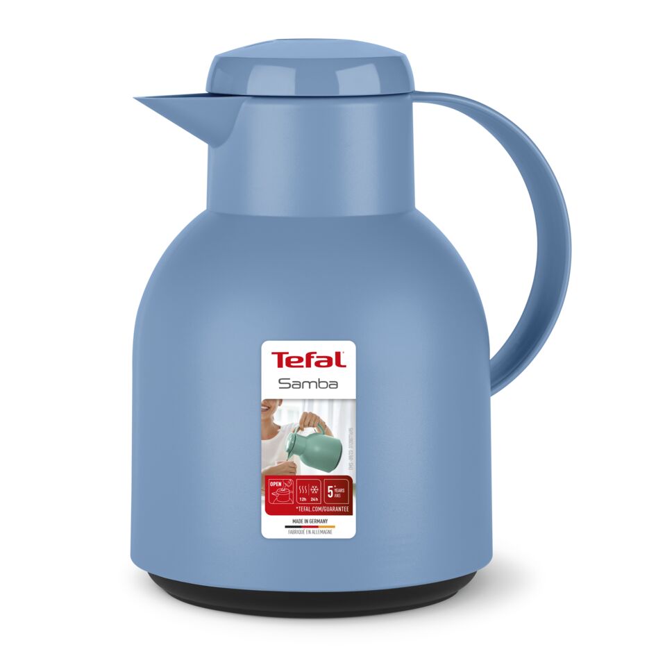 Tefal Samba Jug 1 Liter Blue Isothermal Jug Translucent Vacuum Flask Plastic-Polypropylenex (Pp) Glass Liner K3035312 F4010110 1 Tefal Samba Jug 1 Liter Blue Isothermal Jug Translucent Vacuum Flask Plastic-Polypropylenex (Pp) Glass Liner K3035312 F4010110