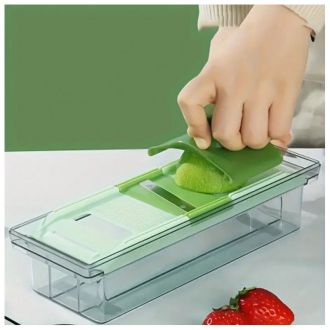 Decakila Manual Vegetable Grater 6in1 - SS Blade Easy to Use Safety Design Veggie Chopper Onion Chopper Vegetable Chopper with Container Mandoline Slicer KMTT083W