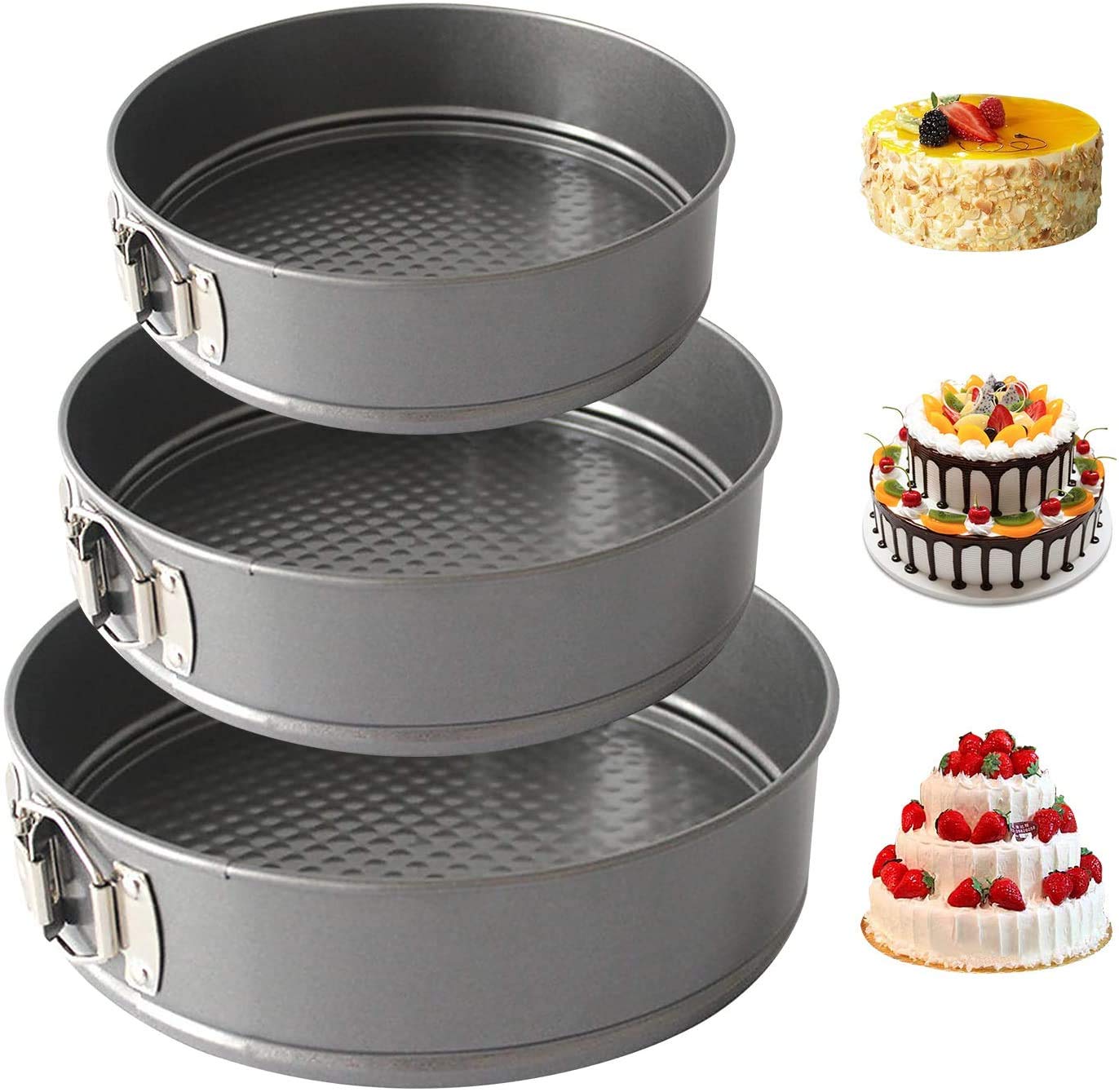 Decakila Spring Foam 3Pcs Nonstick Cake Pans Leakproof Round Cake Pan Set Bakeware Cheesecake Pan Kmtt078B 4 Decakila Spring Foam 3Pcs Nonstick Cake Pans Leakproof Round Cake Pan Set Bakeware Cheesecake Pan Kmtt078B