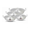 Nadstar Wok Karai Set 4Pcs Set With Lid & Handle Metal Finish Wok 1L 2L 3.2L 4.5L MF1X4