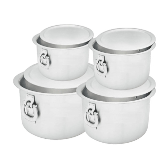 Nadstar Aluminium Sufuria 4pcs with Lid & Handle 55L 65L 75L 85L Cookware Set Tope Cooking Pot for Commercial Use - Gauge 7 & 8 Kitchen Heavy Duty Tapela
