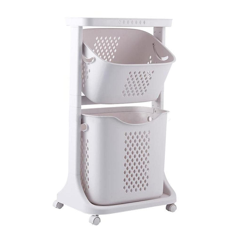 Nadstar Storage Basket 2 Deck Bathroom Clothes Storage Basket Multi-Layer Universal Wheel Rack Grocery Organizer K998-3A 8 Nadstar Storage Basket 2 Deck Bathroom Clothes Storage Basket Multi-Layer Universal Wheel Rack Grocery Organizer K998-3A