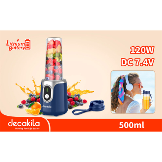 Decakila Portable Blender 120W 7.4V Cordless 500ML 2 Bladed Stainless Steel Blade Anti-Slip Handshake Design With 1 USB Charging Line KMJB022L