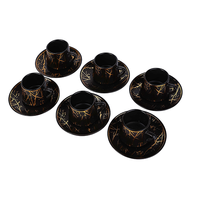 Nadstar Porcelain Cup &Amp; Saucer Golden Print Tea Coffee Cups 0030-1/2 6 Nadstar Porcelain Cup &Amp; Saucer Golden Print Tea Coffee Cups 0030-1/2