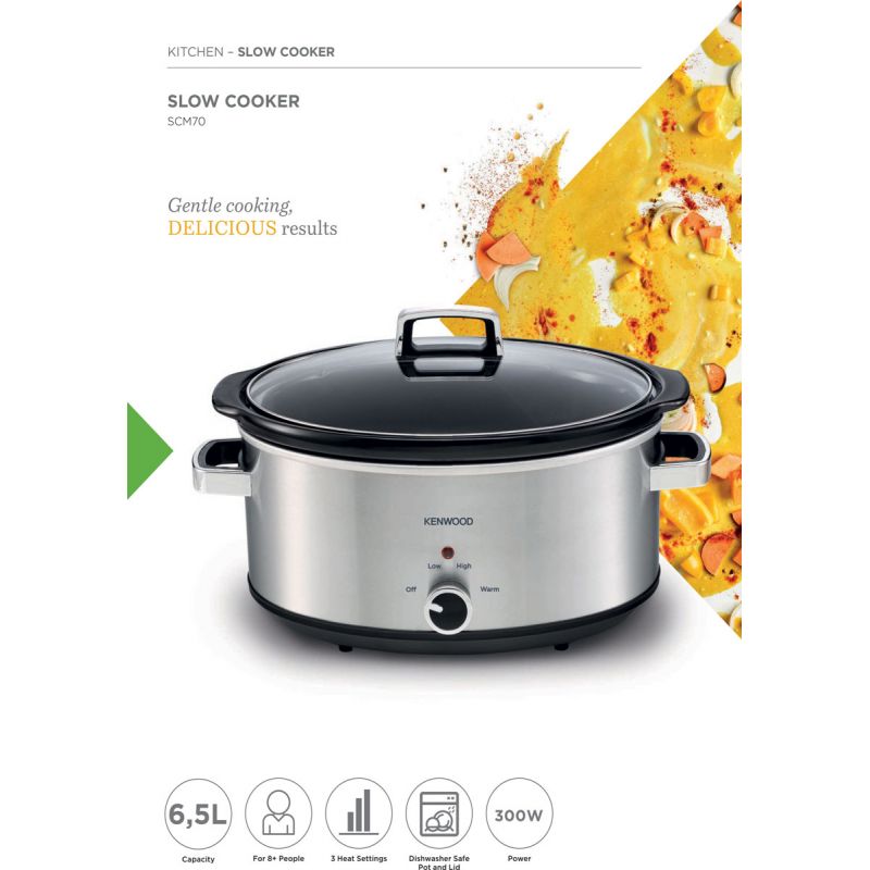 Kenwood Slow Cooker 6.5L Slow Rice Cooker With 3 Heat Settings (Low High &Amp; Warm) Preserves Flavour Herbs &Amp; Spices Are Absorbed Well Meat Becomes Extremely Tender Scm70.000Ss 7 Kenwood Slow Cooker 6.5L Slow Rice Cooker With 3 Heat Settings (Low High &Amp; Warm) Preserves Flavour Herbs &Amp; Spices Are Absorbed Well Meat Becomes Extremely Tender Scm70.000Ss