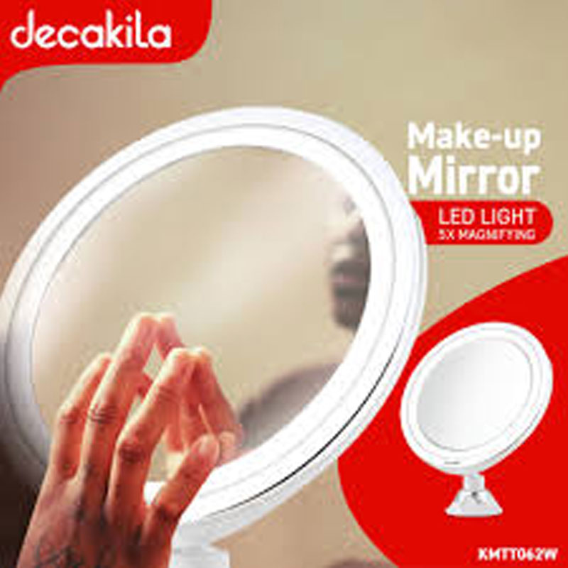 Decakila Makeup Mirror 5X Magnifying Led Lights With 2 Levels Of Brightness 360 Degree Rotating Locking Suction Cup Kmtt062W 2 Decakila Makeup Mirror 5X Magnifying Led Lights With 2 Levels Of Brightness 360 Degree Rotating Locking Suction Cup Kmtt062W