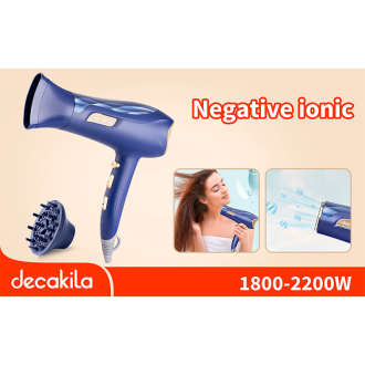 Decakila Hair Dryer 2200W DC 2 Speed 3 Heat Setting With Diffuser & Nozzle Cold Shot Button KEHS032L