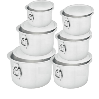 Nadstar Aluminium Sufuria 6pcs with Lid & Handle 75L 100L 125L 155L 190L 230L Cookware Set Tope Cooking Pot for Commercial Use - Gauge 6 & 7 Kitchen Heavy Duty Tapela