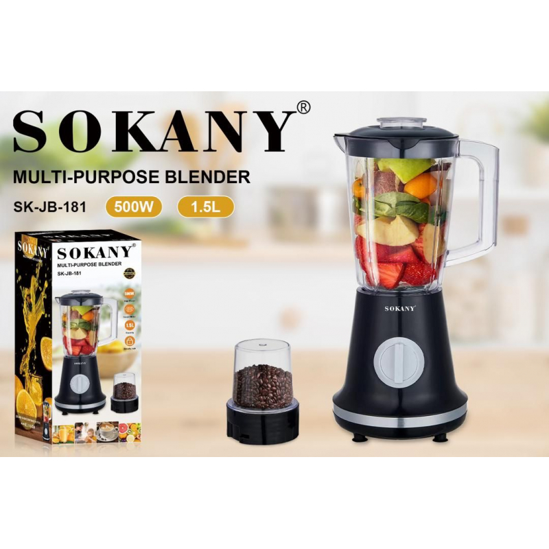 Sokany Blender 1.5L Multi-Functional Stainless Steel Blades Powerful Motor 500W Sk-Jb-181 5 Sokany Blender 1.5L Multi-Functional Stainless Steel Blades Powerful Motor 500W Sk-Jb-181