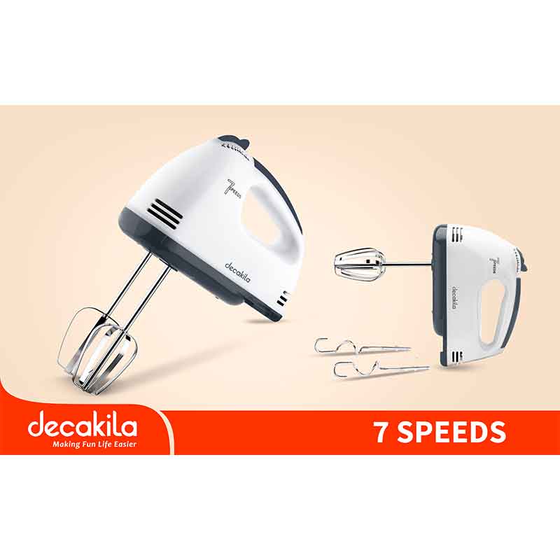 Decakila Hand Mixer 120W 7 Speed White Steel Beaters &Amp; Hook With Speed Control Knead Or Beat &Amp; Mix Kemx016W 2 Decakila Hand Mixer 120W 7 Speed White Steel Beaters &Amp; Hook With Speed Control Knead Or Beat &Amp; Mix Kemx016W