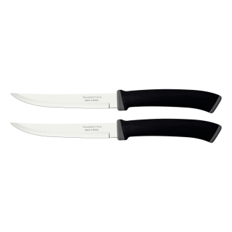 Tramontina Felice Barbecue Knife 5'' Stainless Steel Blades, Smooth Edge & Black Polypropylene Handles 2pc Set 23493/205