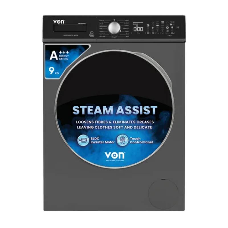 Von Front Load Washing Machine 9Kg, Silver Inverter Motor Valw-09Fvk 1 Von Front Load Washing Machine 9Kg, Silver Inverter Motor Valw-09Fvk