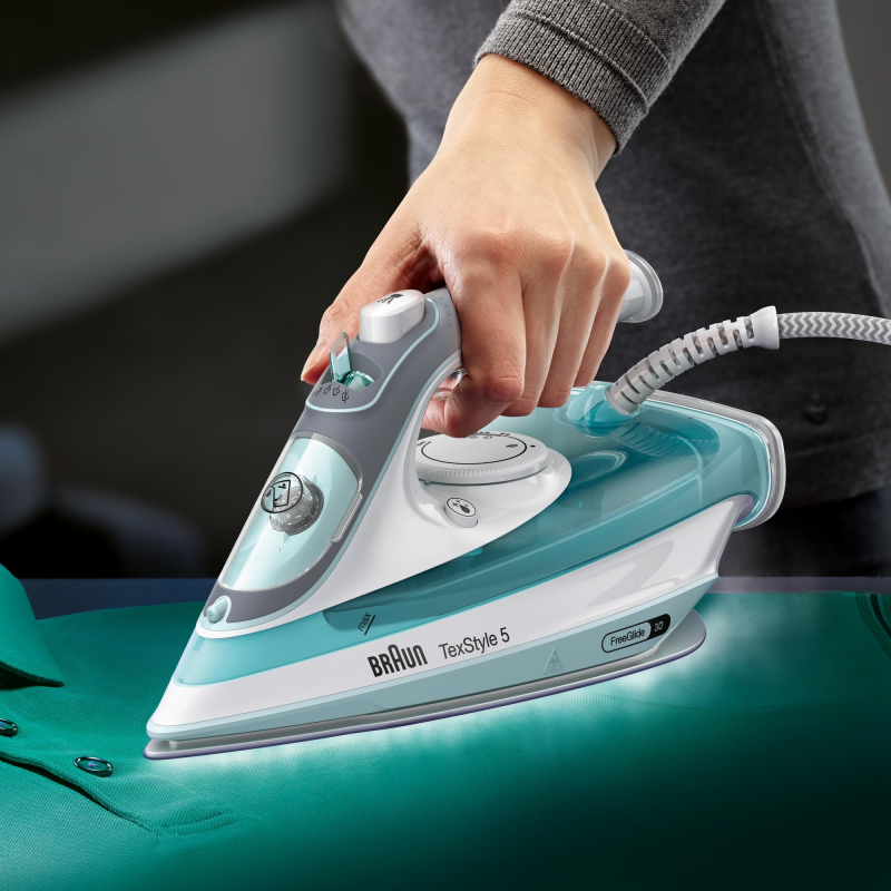 Braun Steam Iron 300Ml Tank Dry And Spray Function 2000W Ts510 Adjustable Temperature Technology Ceramic Nonstick Plate 95G Per Min Vertical Steam Shot 10 Braun Texstyle 5 Steam Iron - Eloxal Sole Plate Anti-Drip System 300Ml Water Tank Capacity Ts510