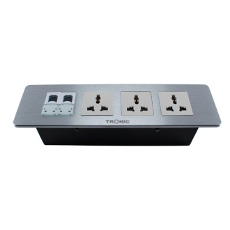 Tronic Floor Socket Universal x 3 + RJ45 Data x 2
