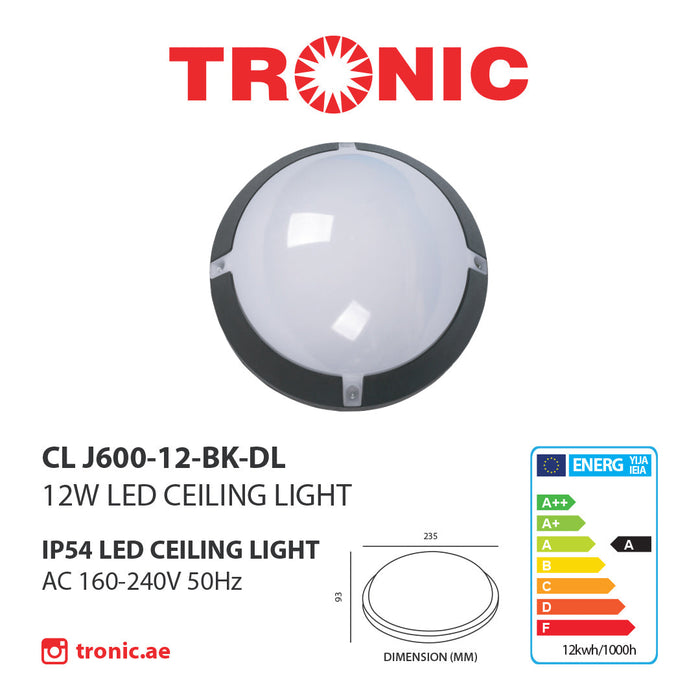 Tronic Round Black Led Bulkhead 12 Watts 2 Tronic Round Black Led Bulkhead 12 Watts