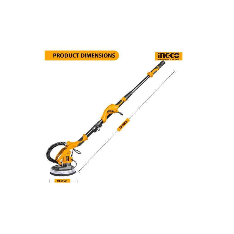 Ingco Drywall Sander 1050W With Integrated Work Light, 12Pcs Sand Papers Dws10501 3 Ingco Drywall Sander 1050W With Integrated Work Light, 12Pcs Sand Papers Dws10501
