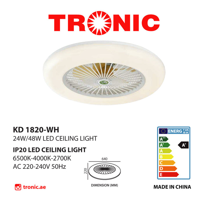 Tronic Ceiling 3 Colour Changeable (3 Shades) Light With Fan 3 Tronic Ceiling 3 Colour Changeable (3 Shades) Light With Fan