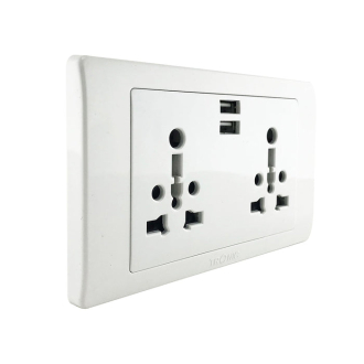 Tronic Twin Universal Socket with 2 USB