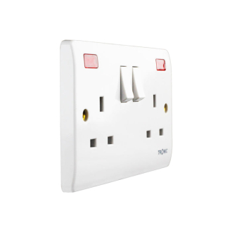 Tronic Twin Switch Socket with Neon Standard
