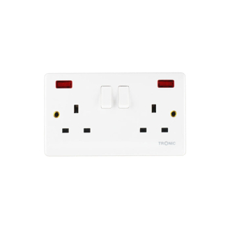 Tronic Twin Switch Socket with Neon Standard