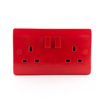 Tronic Red Twin Switch Socket