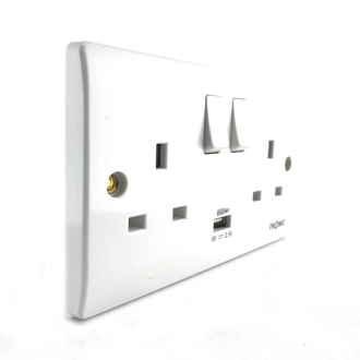 Tronic Twin Switch Socket with USB