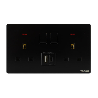 Tronic Twin Switch Socket with USB + Type C
