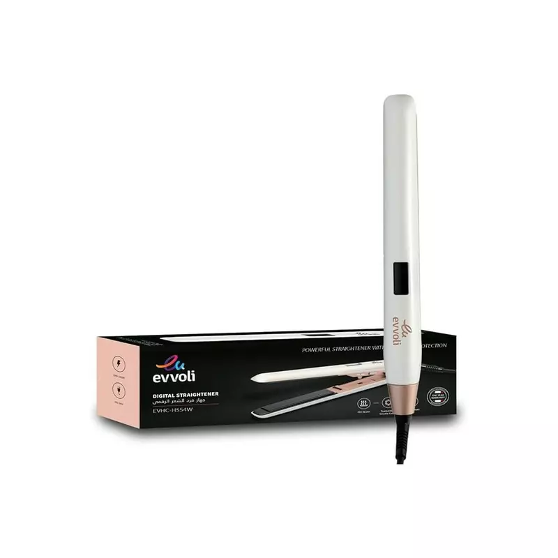 Evvoli Digital Straightener Tourmaline On Ceramic Coating, Ptc Heater Evhc-Hs54W 3 Evvoli Digital Straightener Tourmaline On Ceramic Coating, Ptc Heater Evhc-Hs54W