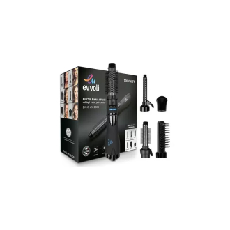 Evvoli Hair Straightener Curler Brush 6in1 Cool Shot 1200W EVHC-AS1200B