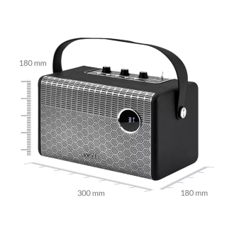 Evvoli Retro Bluetooth Speaker 50W Portable Heavy Bass Speaker Black EVAUD-RB51A