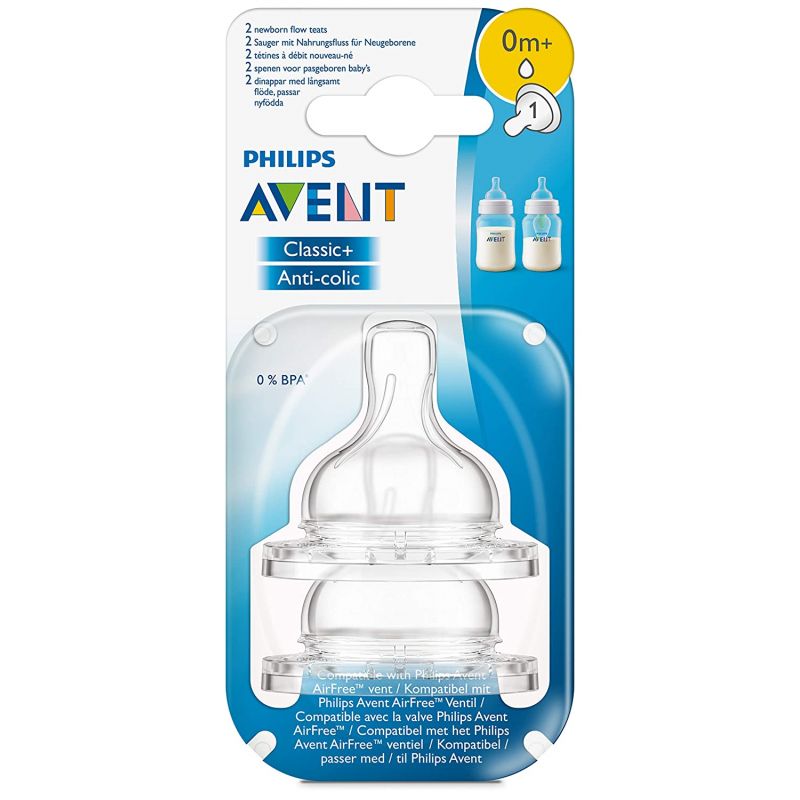 Philips Avent Teat Anti-Colic Newborn Flow 1 Hole 0M+ 2'S 631/27 3 Philips Avent Teat Anti-Colic Newborn Flow 1 Hole 0M+ 2'S 631/27