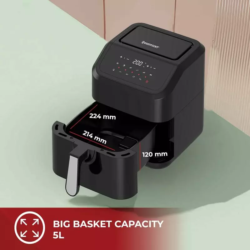 Westpoint Air Fryer 5.0L 1400-1600W, Digital Display, Adjustable Temperature, Healthy Low Oil Fryer Wafy-501623.Dn 8 Westpoint Air Fryer 5.0L 1400-1600W, Digital Display, Adjustable Temperature, Healthy Low Oil Fryer Wafy-501623.Dn