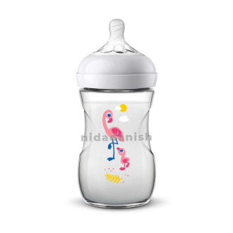 Philips Avent Bottle Natural Flamingo 260ml/9oz 2 Holes 1m+ 070/21