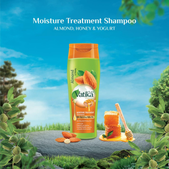 Vatika Shampoo Moisture Treatment Natural & Herbal, Enriched with Almond & Honey, for Dry & Frizzy Hair 200ml