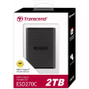 Transcend 2TB Portable External SSD - One-Touch Backup, One-Time Password Protection, Includes Type-A and Type-C Cables, TS2TESD270C.