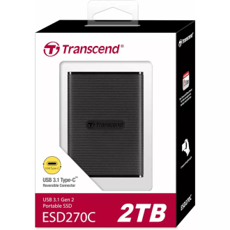 Transcend 2TB Portable External SSD - One-Touch Backup, One-Time Password Protection, Includes Type-A and Type-C Cables, TS2TESD270C.
