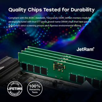 Transcend Desktop Memory Module - 8GB RAM DDR5 5600, U-DIMM, 1Rx16 Configuration, 1Gx16, CL46, 1.1V, JM5600ALG-8G.
