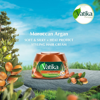 Vatika Hair Cream Soft & Silky, Heat Protect. For Dull, Dry & Unmanageable Hair, Argan 140ml (Pack of 3)
