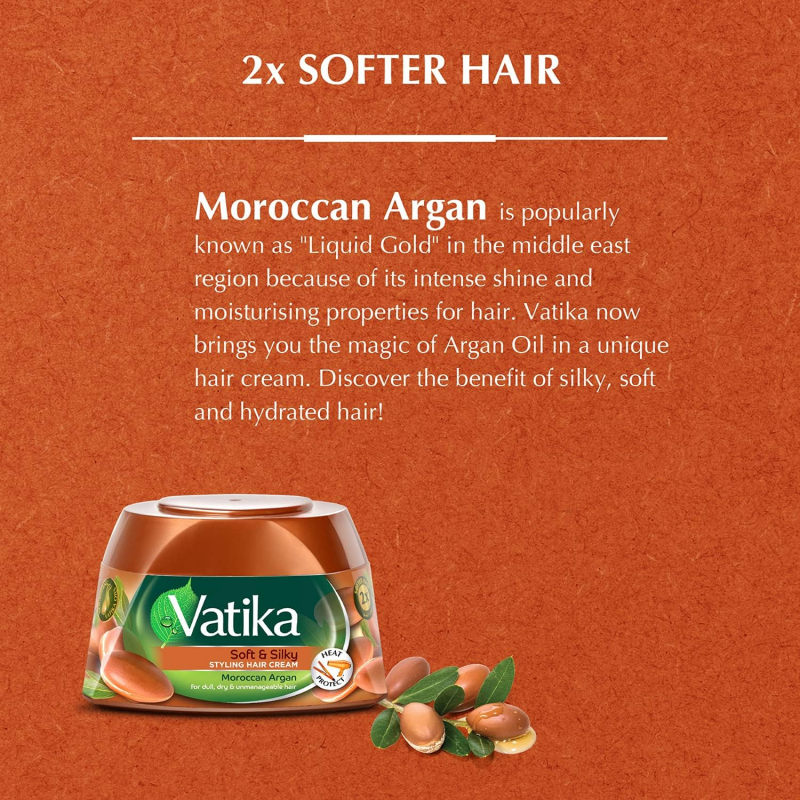 Vatika Hair Cream Soft &Amp; Silky, Heat Protect. For Dull, Dry &Amp; Unmanageable Hair, Argan 140Ml (Pack Of 3) 3 Vatika Hair Cream Soft &Amp; Silky, Heat Protect. For Dull, Dry &Amp; Unmanageable Hair, Argan 140Ml (Pack Of 3)