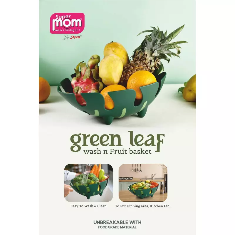 Supermom Green Leaf Wash N Fruit Basket Plastic Unbreakable With Food Grade Material 573218 2 Supermom Green Leaf Wash N Fruit Basket Plastic Unbreakable With Food Grade Material 573218