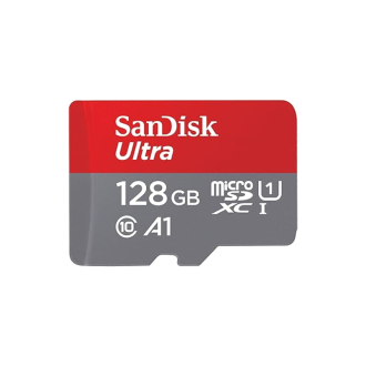 SanDisk MicroSD Card 128GB Ultra microSDXC UHS-I Memory Card with Adapter - Supports Speeds Up to 140MB/s.