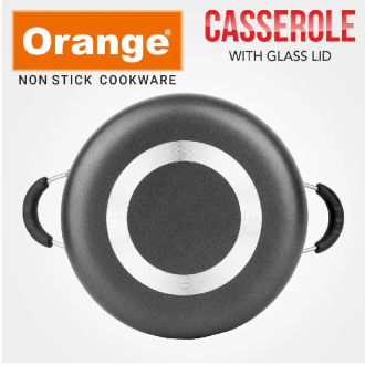 Orange Cook & Serve Non-Stick Casserole 18cm 1.7L with Glass Lid ONSC033