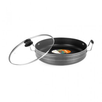 Orange Jumbo Fry Pan 32cm 6L Non-Stick with Glass Lid ONSC055