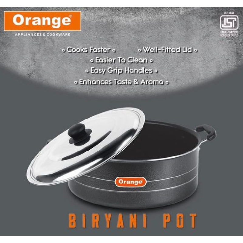 Orange Biryani Pot 13L With Stainless Steel Lid 0Nsc069 2 Orange Biryani Pot 13L With Stainless Steel Lid 0Nsc069