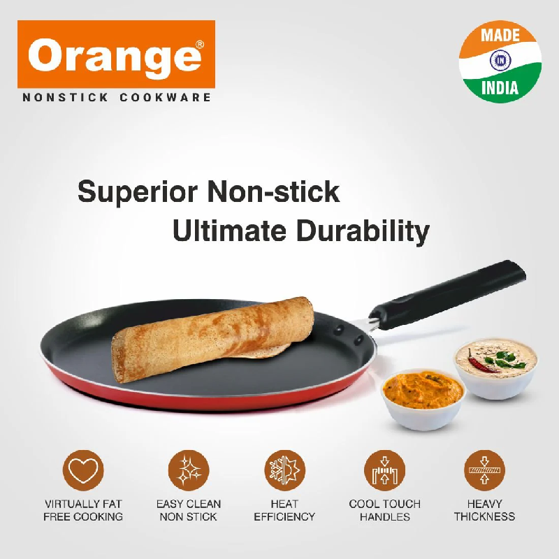 Orange Non-Stick Dosa Tawa 27.5Cm 2.6Mm Onsc002 3 Orange Non-Stick Dosa Tawa 27.5Cm 2.6Mm Onsc002