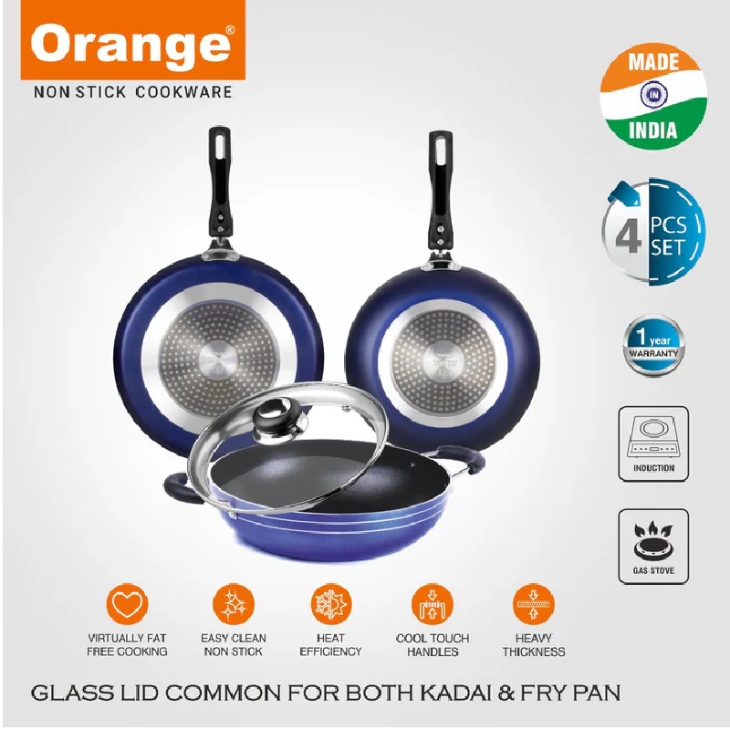 Orange Non-Stick Induction Base 4 Piece Gift Set Onsc260 2 Orange Non-Stick Induction Base 4 Piece Gift Set Onsc260